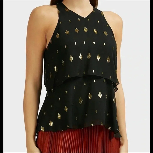A.L.C black  metallic silk top - Picture 2 of 11